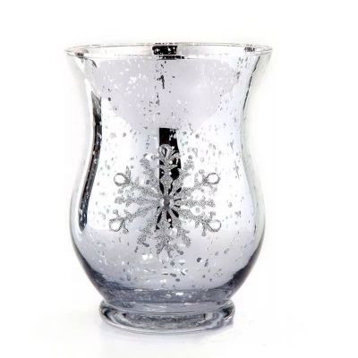 Wholesale Christmas Decor Silver Large Hurricane Glass Candle Holder