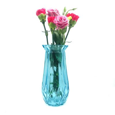 Customized home decorate stained blue glass vase for flower 