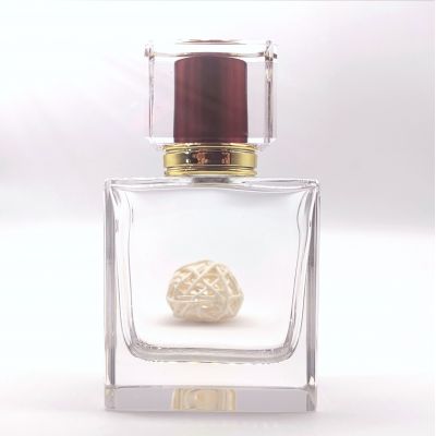 50ml Square Perfume Bottle Parfum Bottle Luxury Glass Arabic Perfume Bottles Crimped