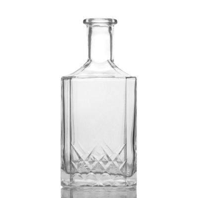 600ml square custom embossed logo design weight pretty glass wine bottles bulk 