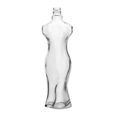Custom mini cute 150ml clear woman shaped glass vodka bottle