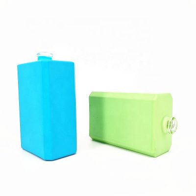 Design Bulk Empty Frosted Green Blue 70ml Rectangle Square Crimp Spray Perfume Glass Bottles