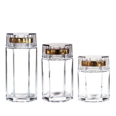 40ML 80ML 120ML 150ML 180ML 280ML 360ML New style empty hexagon honey glass jar with cap