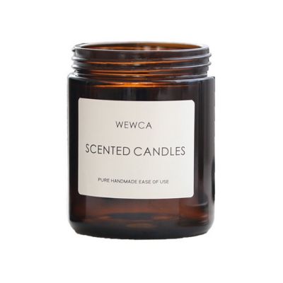 Factory Wholesale Home Decorative Amber Candle Glass Jars with Lid 