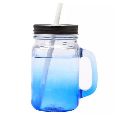 16oz Empty square glass mason bottle 24oz 32oz mason jar for juice with handle