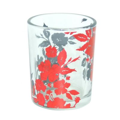 2oz votive candle jars hot stamped silver gold red patterns glass votive candle holders