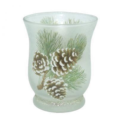 10oz glass candle jars hurricane candle holders hand painted rustic Christmas decoration