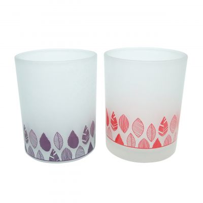 7oz glass candle jars decal decorated votive candle holders and drinking cups 