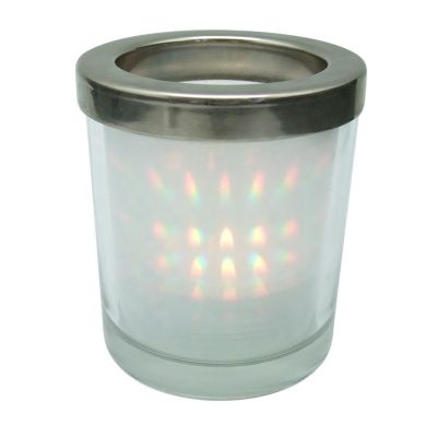 double wall glass tea light candle holders iridescent flickering glass candle jar with metal ring