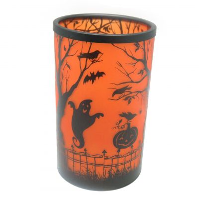 frosted orange cylinder glass lampshade antique pillar candle holders candle shades