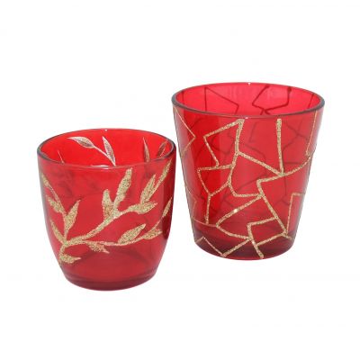 5oz & 8 oz unique glass candle jars and candles holiday glittering metallic hand cut candle holders
