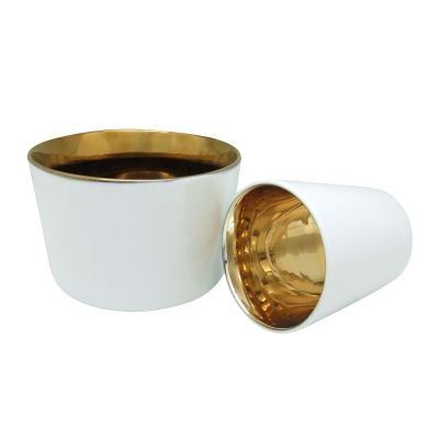 10oz white ceramic candle jars gold interior decor candle holders 22oz empty ceramic candle containers factory China 