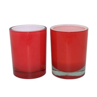 7oz red thick wall glass candle jar heavy glass candle holders