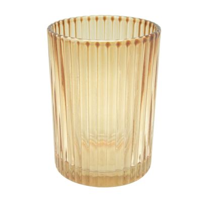 glass tumblers tea cups manufacture 6.5oz fancy customized ribbed glass unique candle jars