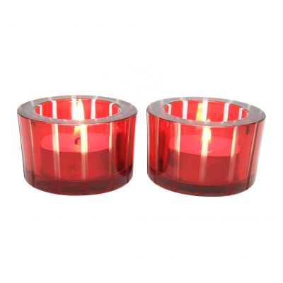 tea light candle holders glass with stripes hand carved
