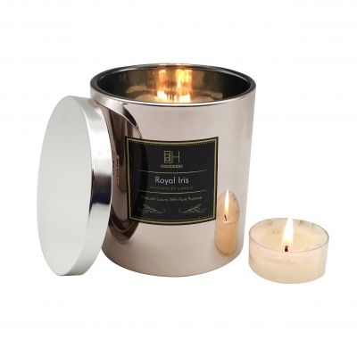 8oz empty glass jars with metal tin lids silver rose gold custom candle holders glass jars for candle making with lids