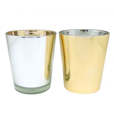 9oz elegant candle jars colored glass candle holders for wedding glass electroplated candle glasswares cheap