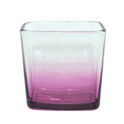 cube glass candle holders 5.5oz square glass jars gradient colors rectangular glass