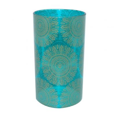luxury unique tablewares glasswares colorful glass pillar hurricane wholesale vintage glass candle holders decoration