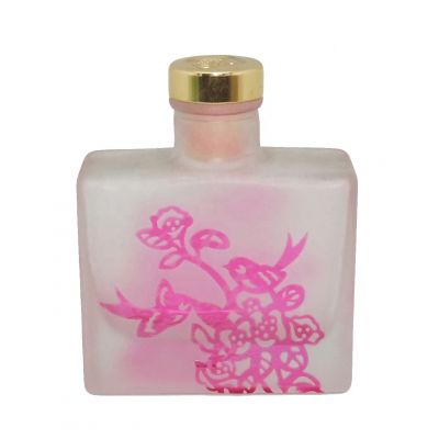 3.4oz room custom air freshener decorative square glass reed diffuser glass bottles with cork stoppers