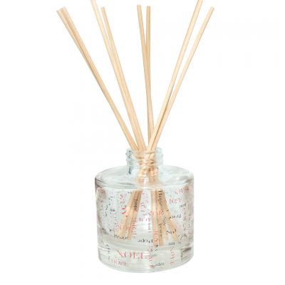 3.7oz glass bottles for oil with wholesale rattan reed diffuser sticks glass jars bottles decorated decal pattern