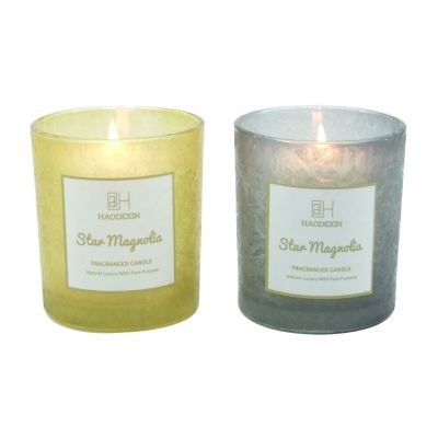 recycled decorative candle jars frosted glass candle holder glass jars with lid for home decoration custom stickers