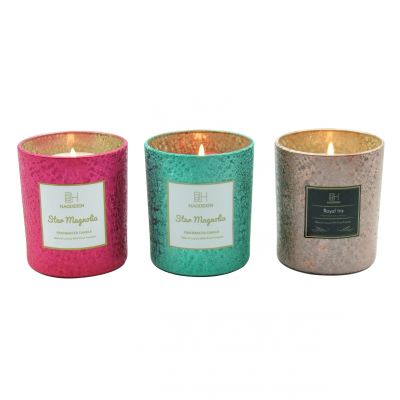 9oz 10oz 11oz gold custom glass candle scented jars electroplated glass bottles containers for candle making with lids