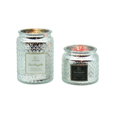 wholesales silver mercury stock unique candle jars glass candle holder glass jars for candle making 8oz 10oz 16oz 17oz