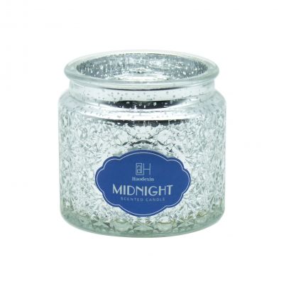 embossed 8oz 10z decorative glass candle holder wholesales candles custom private label scented star faceted glass jars