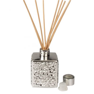 190ml designer 6oz electroplated metallic diffuser bottle empty reed diffusers glass bottles with gold cap