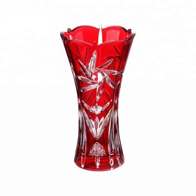 30cm red color painting murano glass vase for flowers