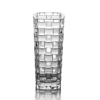 engraved and stocked rectangular crystal glass flower vase 