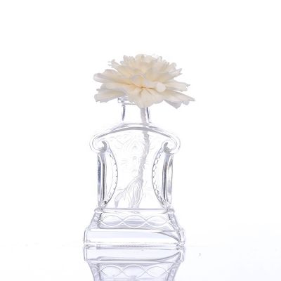 Glass Bottles Supplier 80ml Embossed Crystal Vase Home Fragrance Diffuser Glass Bottle Wholesale