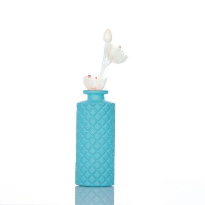 150ml Empty Blue Color Engraving Diffuser Glass Bottle With Cork 