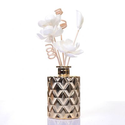 200ml Customized Gold Color Coating Empty Glass Diffuser Bottle 