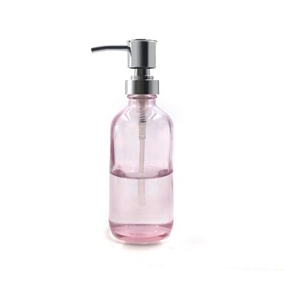 Sakura pink cosmetic 8oz 250ml body boston lotion bottle with pump 