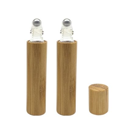 10/15ml roll on perfume bottle glass deodorant roller bottle with bamboo cover