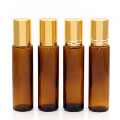 Amber perfume oil bottle 15ml essential oil roll on bottle glass with aluminum plastic cap