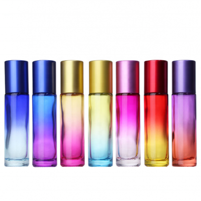 Essential oil roll on bottle 10ml aluminum cap gradient roller glass perfume bottles 