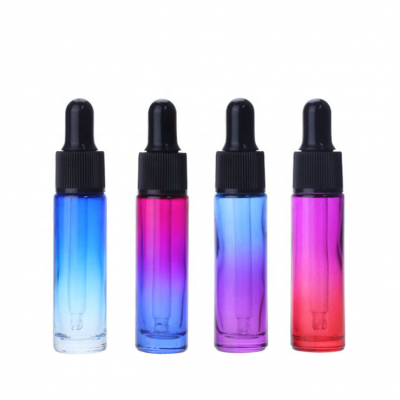 Factory Sale essential oil natural portable roll on perfume bottle 10ml various color glass dropper bottles with black rubber 