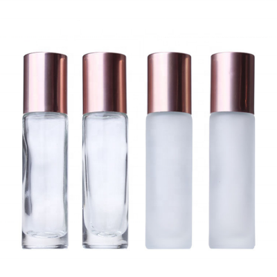 New design rose gold cap steel roller ball 10ml eye cream roll on bottle perfume glass roller bottle