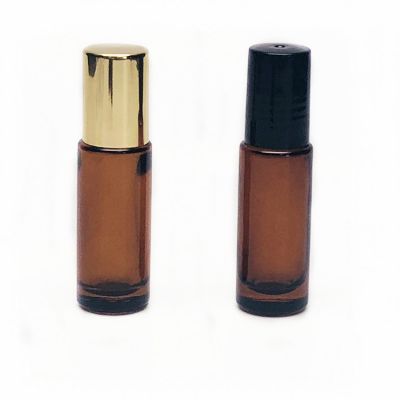 Low MOQ Thick Wall 5ml Amber Essential Oil Roller Bottle with Roller Ball 