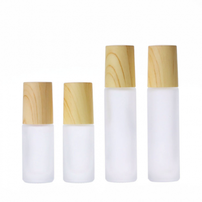 Wholesale 10ml Gemstone roller ball bottle wood grain cover 5ml essential oil perfume glass roll on bottles 