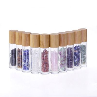 new 10ml crystal bottles gemstones glass bottles with bamboo lid luxury clear glass bottle oil beauty 