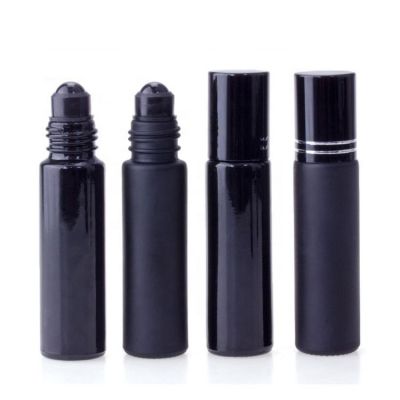 new design high quality shiny black matt black 10ml glass bottle with roller ball for perfume, essential oil bottle 