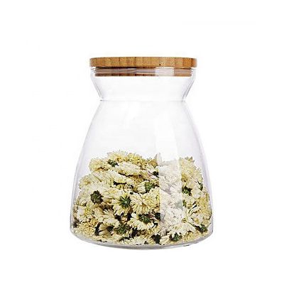 High borosilicate glass food storage jar with wooden lids 