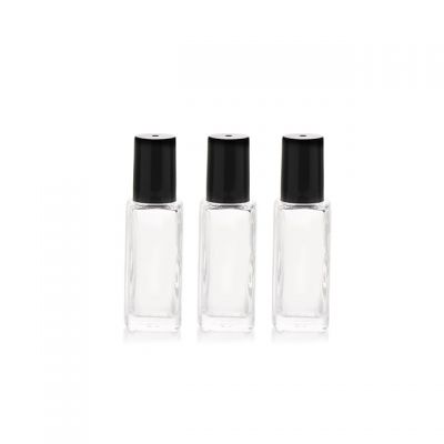 10ml Square Essential Oil Glass Roller Ball Bottle with Plastic Screw Cap for Perfume Roll On Glass Bottle 