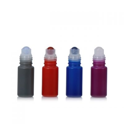 2019 hot sale Gemstone Roller rainbow colored glass essential oil roller ball bottle 5ml 10ml 