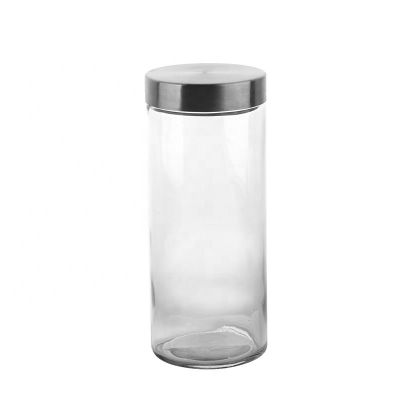 Glass jar for sugar,glass storage jar with stainless steel lid, Storage pot 