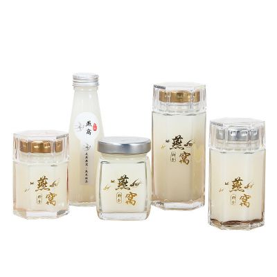 High-grade bird's nest jar glass High-temperature jam glass bottle hexagon honey pickle bottle 